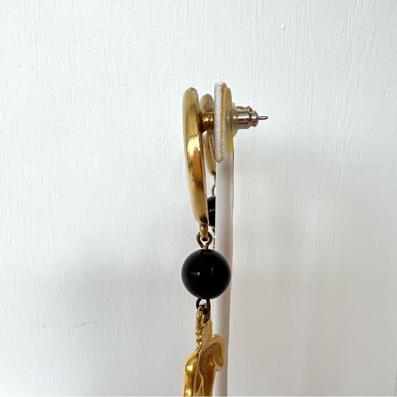 Vintage Fleur de Lis Medallion Drop Earrings - Picture 2 of 6